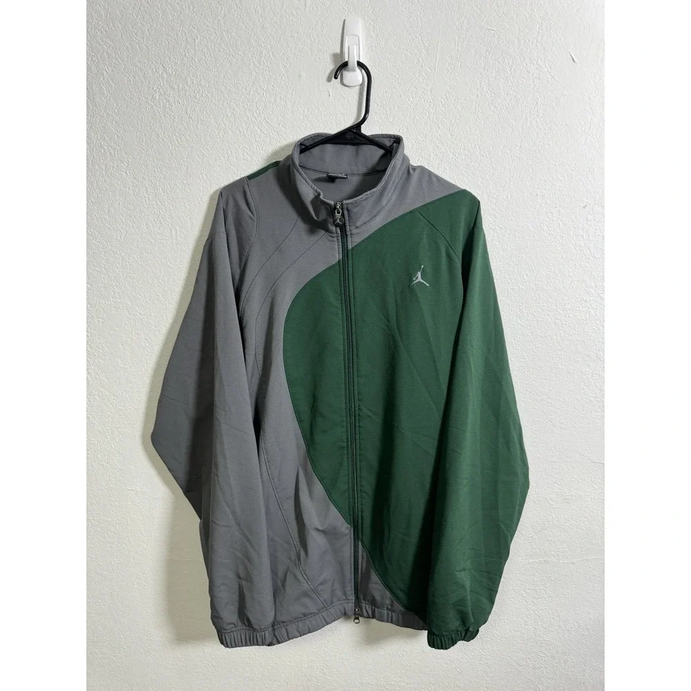 Vintage Nike Jordan Jacket Mens Large Gray Green Track Full Zip Jumpman 2005
